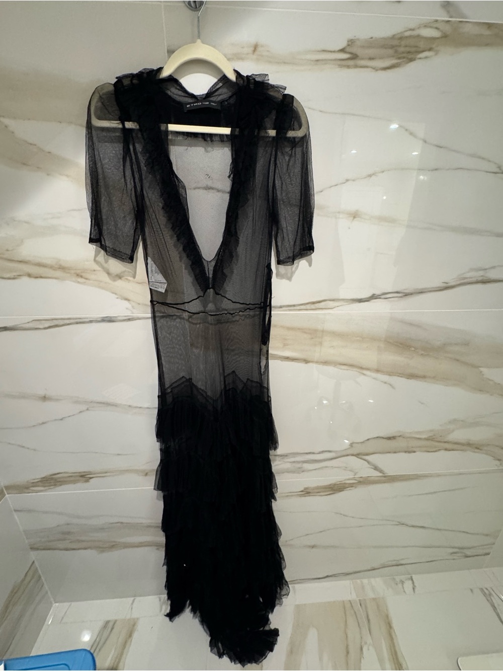 Etro Black Sheer Ruffled Tiered Maxi Dress - Picture 4 of 9